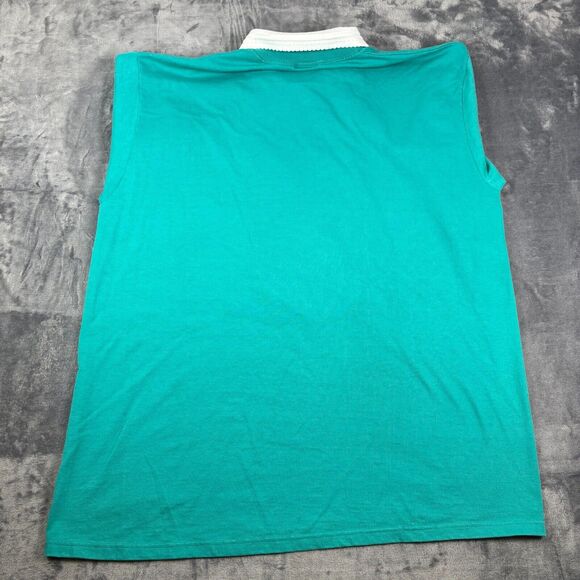 Vintage Gopher Sport‎ Polo Shirt XL USA Made Cat Floral Graphic Teal 90s - Picture 10 of 11
